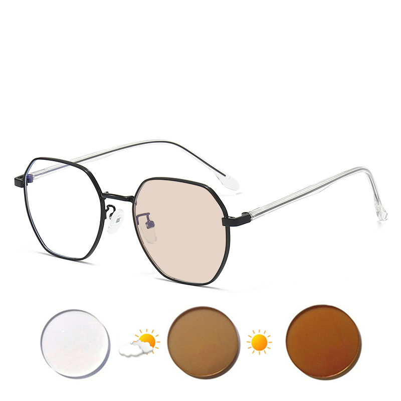 Prescription Custom Myopia Glasses Sphere -0.5 To -10 Men Women Upscale Alloy Polygonal Frame Nearsighted Spectacles F060