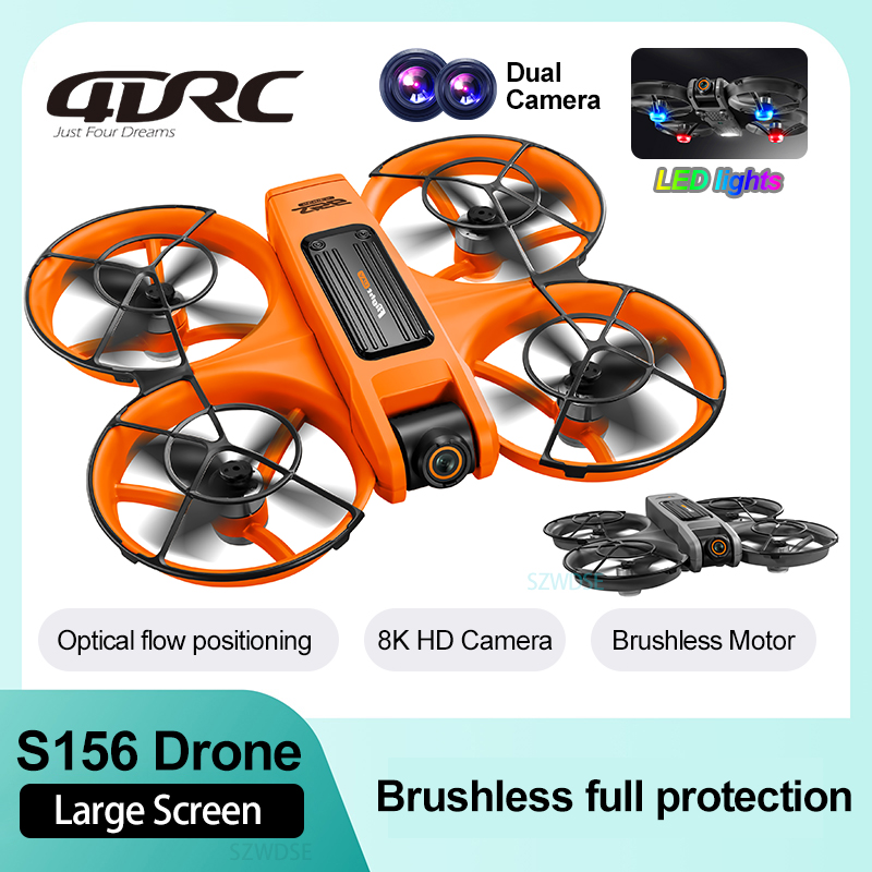 2025 S156 Screen Mini Drone With 90° Electric Adjustable 8K HD Camera WiFi Light Flow Drone Pocket Brushless RC Quadcopter Toy