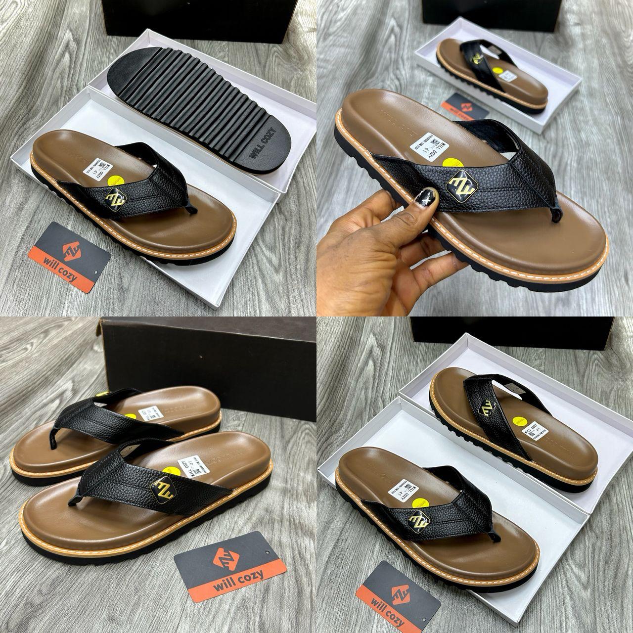 Will Cozy Men's Premium Leather Flip-Flops