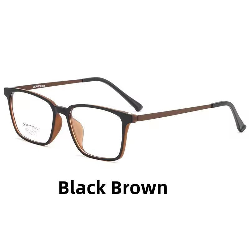 Fashion Eyewear Retro Square Titanium TR90 Large Size Eyeglasses Frame Men Women Anti Blue Light Anti Radiation Glasses 9822