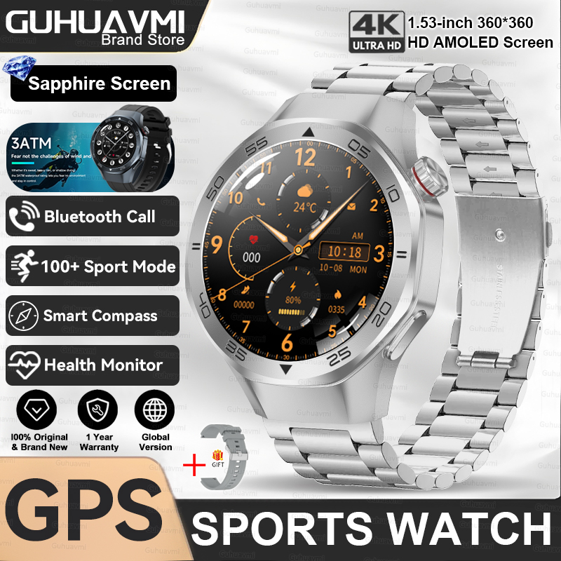 2025 New Watch 5 Pro High-end GPS Smartwatches Sapphire Glass Screen Build-in GPS Compass Men 3ATM Waterproof Sports Smart Watch