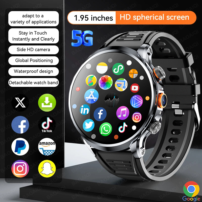 5G/4G Full Netcom Android Smart Watch With SIM Card Camera Video Call AMOLED GPS WIFI Google Play Maps Smartwatch For Men Women