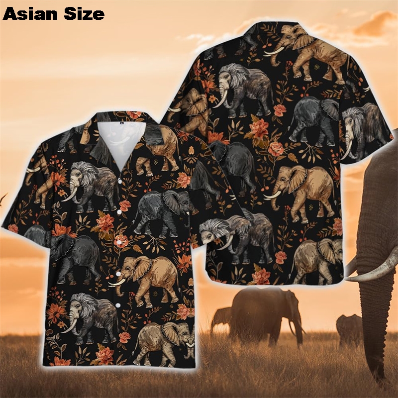 Men's Shirts Thai Elephant Casual 3D Printed Hawaii Shirt Man 2025 Summer Fashion Shirt For Man Daily Short Sleeves Men Clothing
