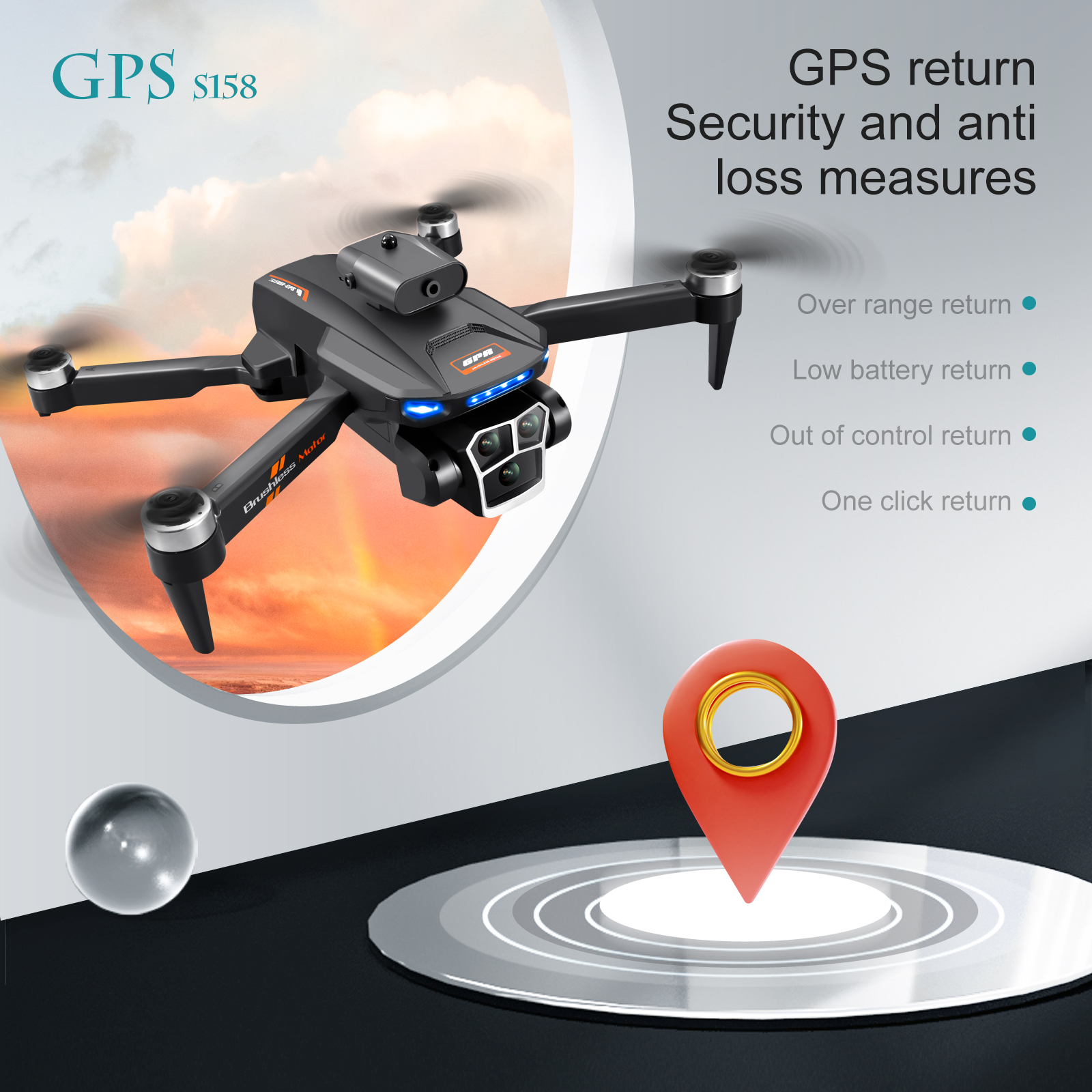 NEW Drone S158 Professional Aerial Photography 8K Triple Camera 5G GPS RC Quadcopter with Brushless And Obstacle Avoidance