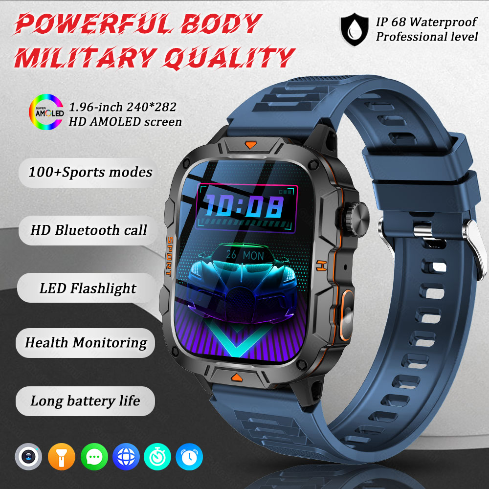 2025 New For Xiaomi Military Grade Smart Watch Men 1.96" AMOLED Screen 5ATM Waterproof Sports Fitness Tracker BT Call Smartwatch
