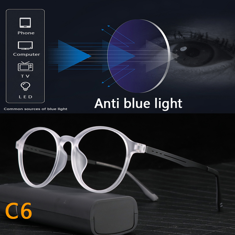 Ultralight Titanium Retro Round Anti Blue Light Photochromic Reading Glasses For Men Computer Presbyopic Eyeglasses Women