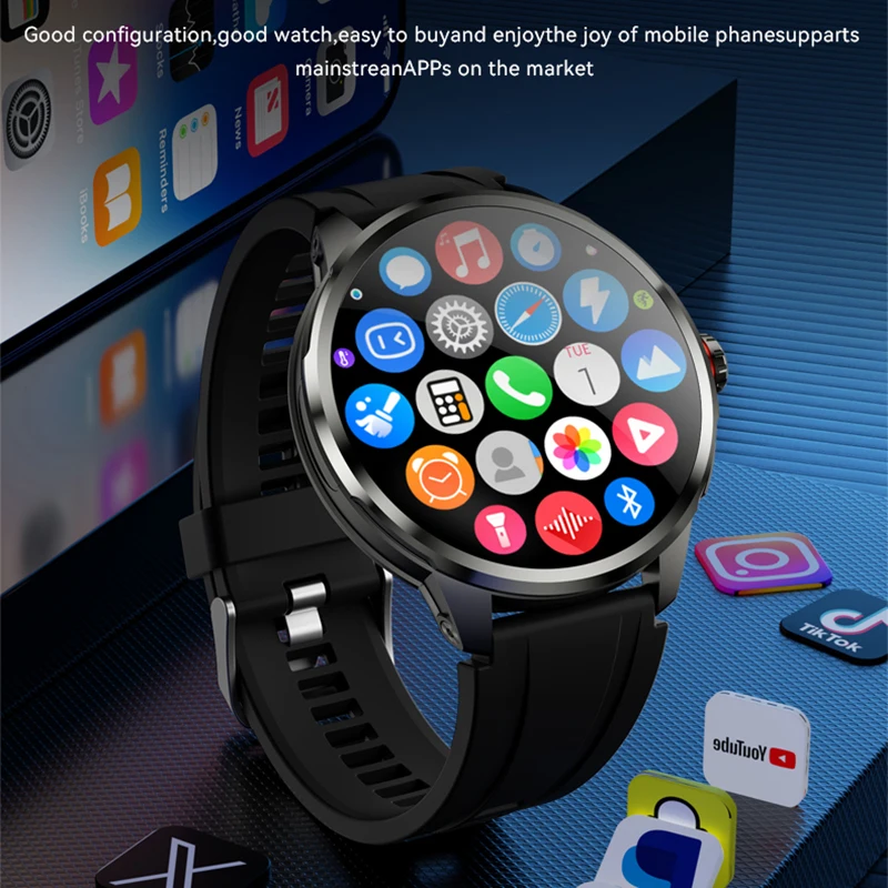 4G Full Network Smart Watch 1.95 inch Big Screen HD Video Call 8GB+128GB RAM 2100mAh Google Play WIFI GPS Sim Card 5G Smartwatch