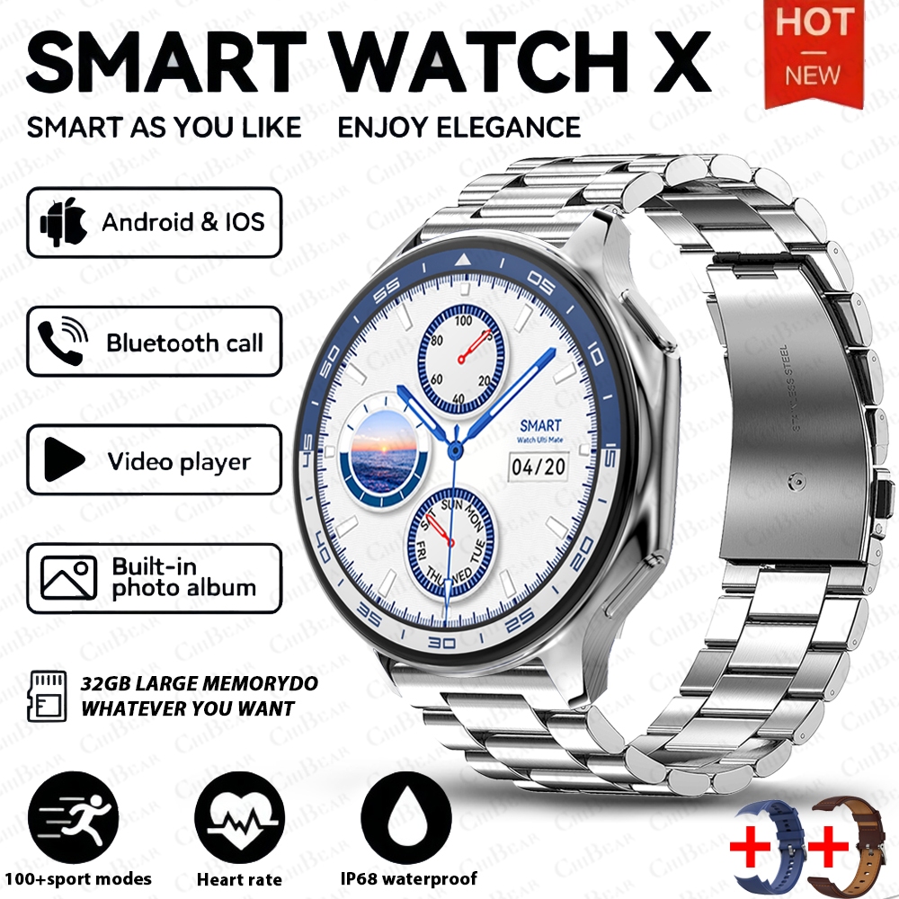 2025 New For OPPO Watch X Smart Watch 4GB Large Memory Music Video Player TWS Headphones AMOLED HD Business High-end Smartwatch