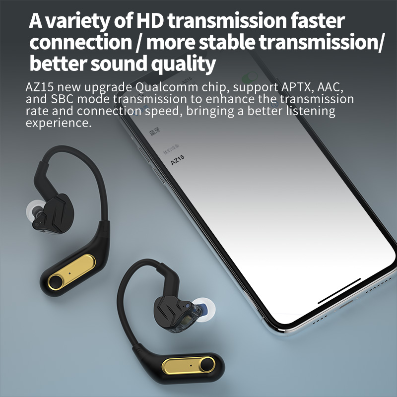 KZ-AZ15 Update wireless headphones, Bluetooth 5.2 compatible cable, hook, C-pin connector, charging case