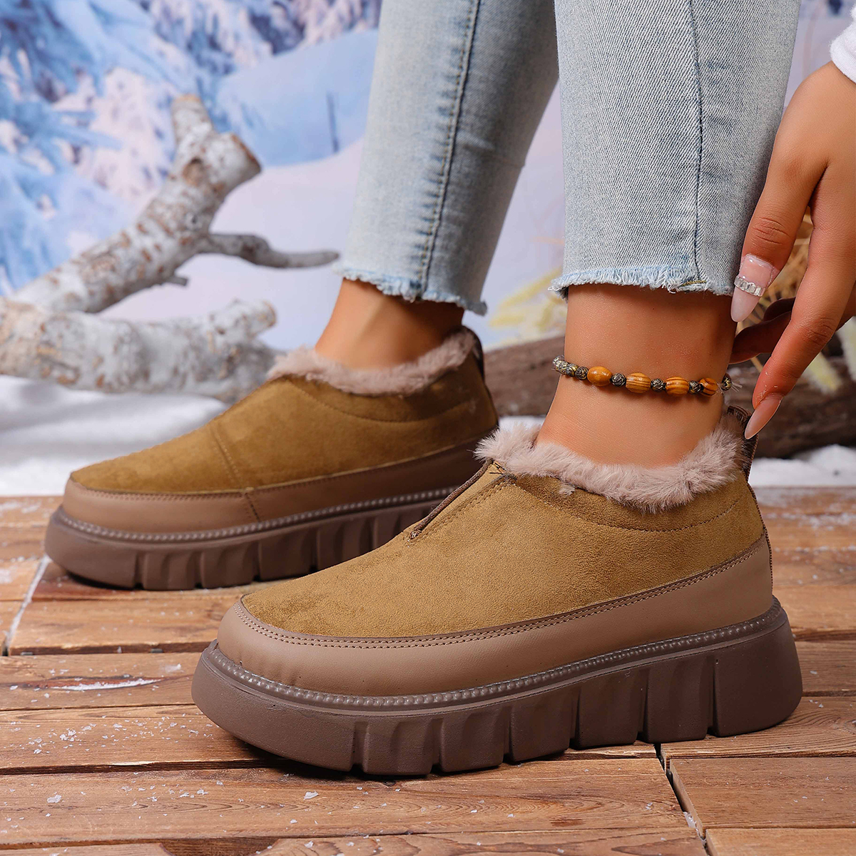 2025 Winter New Thickened Anti-slip and Durable Women's Cotton Shoes with Fleece Lining Warm and Comfortable Free Shipping