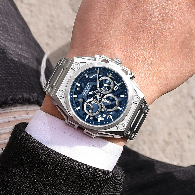 MEGIR Fashion Men Watches Luxury Quartz Business Casual Wristwatch Waterproof Luminous Steel Bracelet Chronograph Clock 4220
