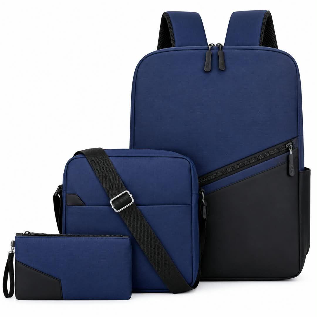 3-Piece Black Backpack Set for Men and Women