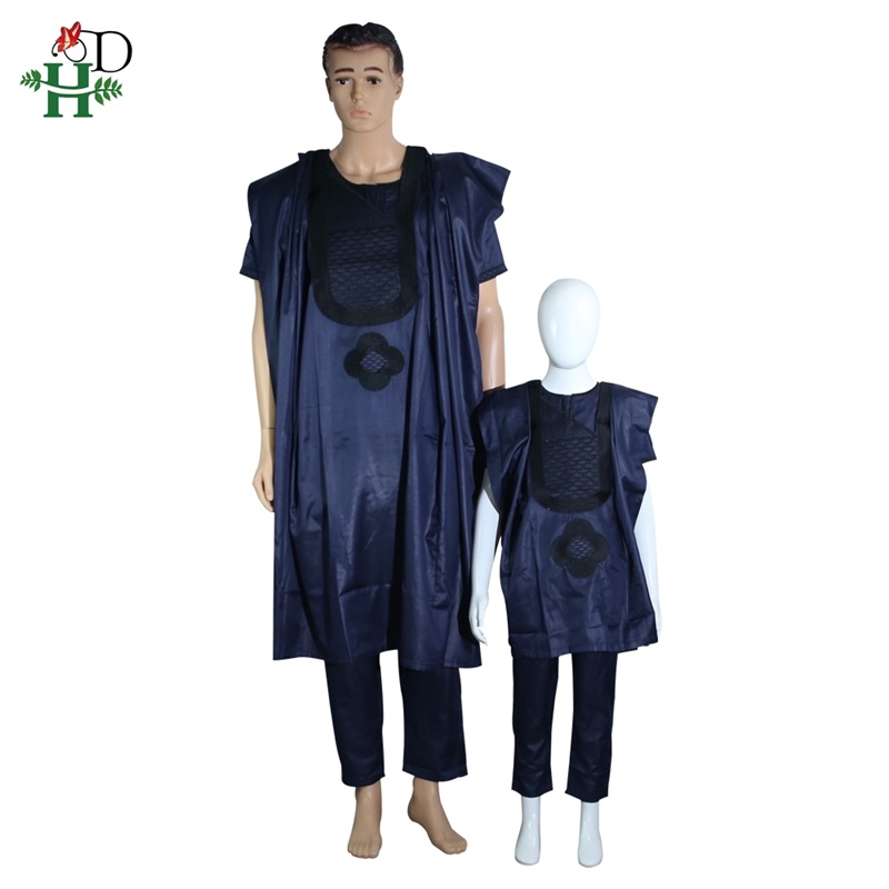 H&D African Men Clothing 3 Pieces Set Mens Dashiki Shirt Africa Agbada Outfit Clothes Dress Tops Pant Suits Children's Attire
