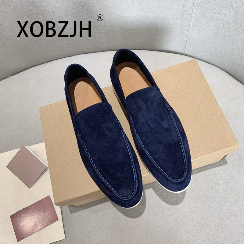 No Logo-Luxury Designer Suede Leather Men's Loafers Spring and Autumn Casual Soft Sole High Quality Cashmere Trends Flat Shoes