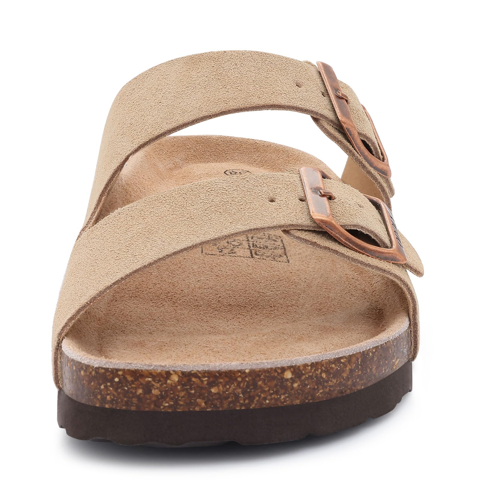 Eyriphy Summer Fashion Flat Slide with Arch Support Unisex Cork Sole Sandals Men and Women's Double Buckle PVC Material Slippers