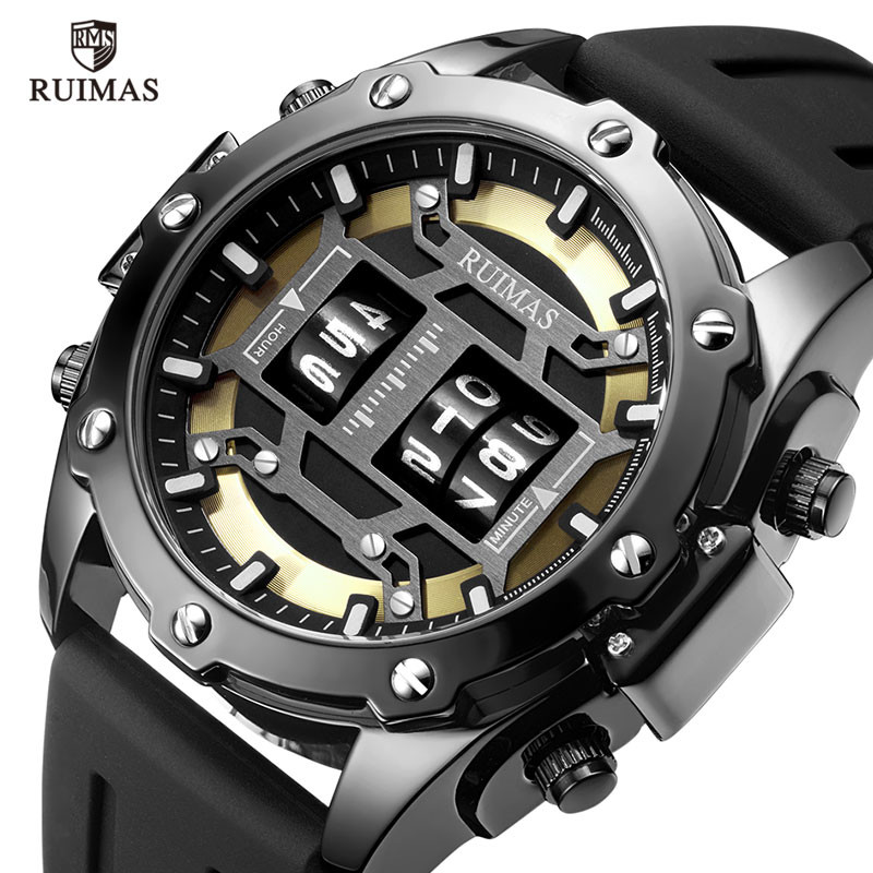 MEGIR & RUIMAS Military Sport Watches Men Roller Quartz Watch Luxury Waterproof Silicone Strap Wristwatch Man Relogio Mascilino