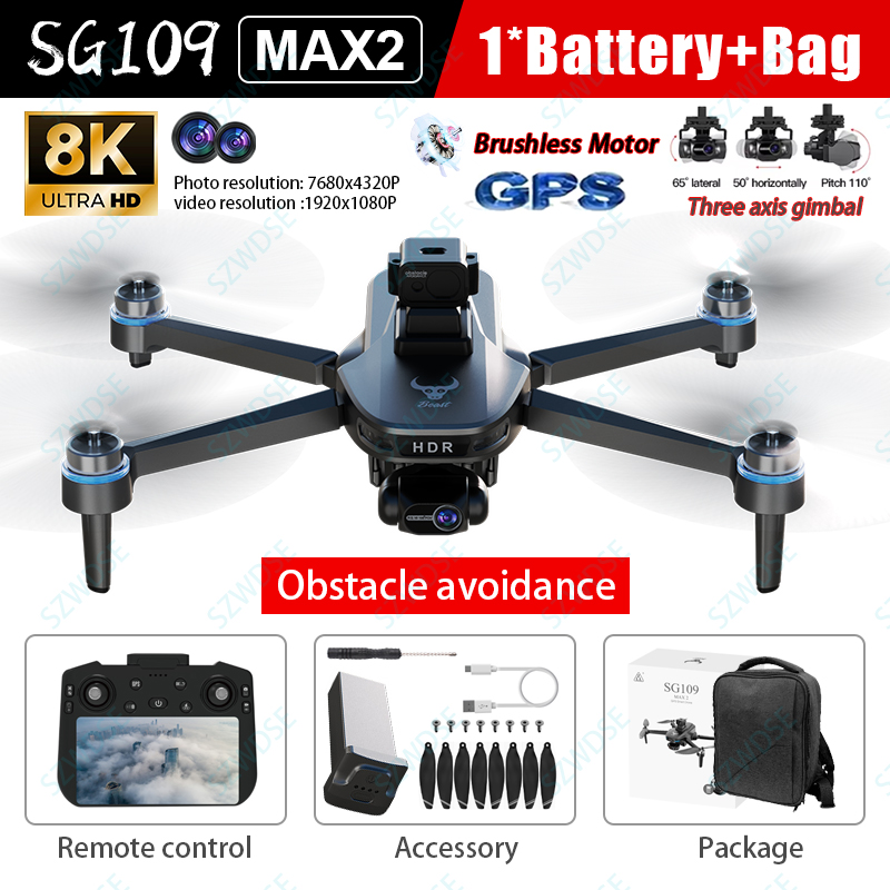 2025 New SG109 MAX2 GPS Drone With 8K Camera 3-Axis Gimbal WIFI Laser Obstacle Avoidance Screen Remote 5G FPV Brushless RC Dron