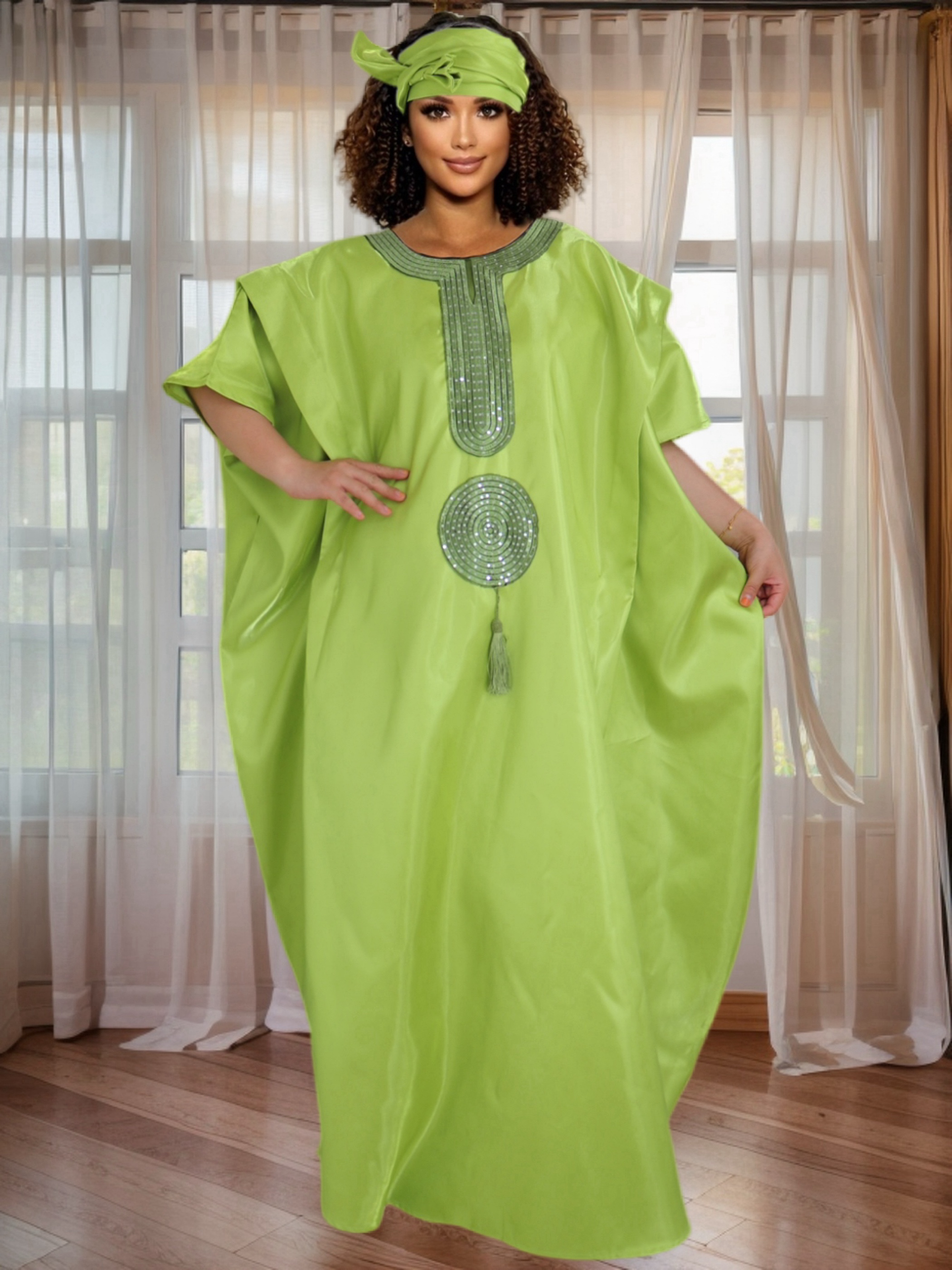 Floral Embroidered Dress Plus Size African Party Dresses for Women Loose Oversize Sundress Robe