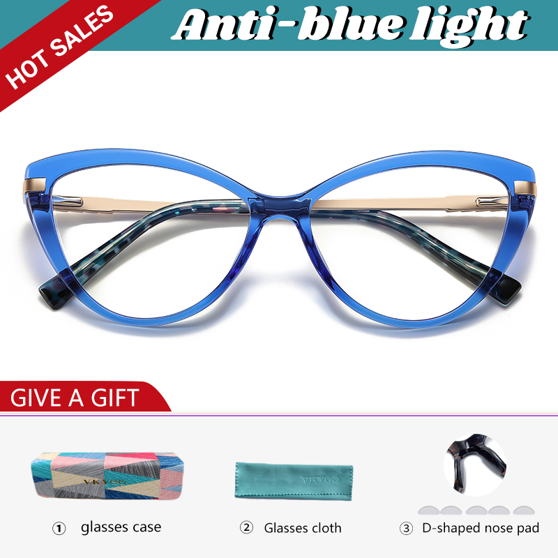 VKYEE Cat Eye Photochromic Anti Blue Ray Reading Glasses Women Myopia Hyperopia Prescription Custom Optical Eyeglasses PFD2111