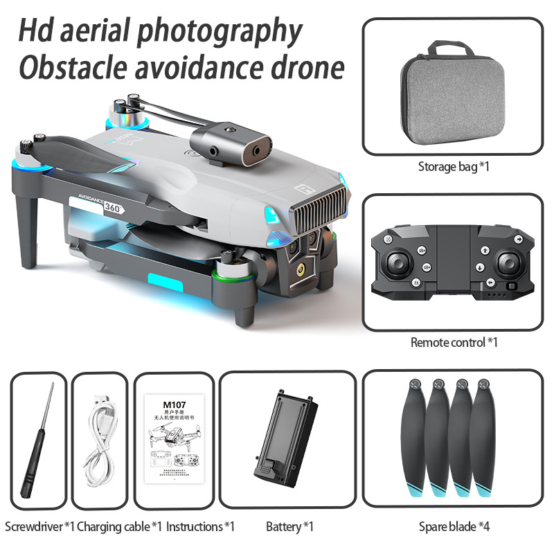 Upgraded M107 Drone Quadcopter: Dual HD Cam, Live Feed, Brushless Motors, Smart Avoidance & Optical Flow RC Toy