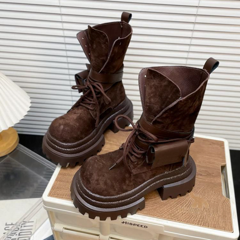 Women's Boots Flats Platform Designer Shoes Suede Fashion Dress Woman'ankle Boots Winter 2025 New Sport Mujer Motorcycle Boots