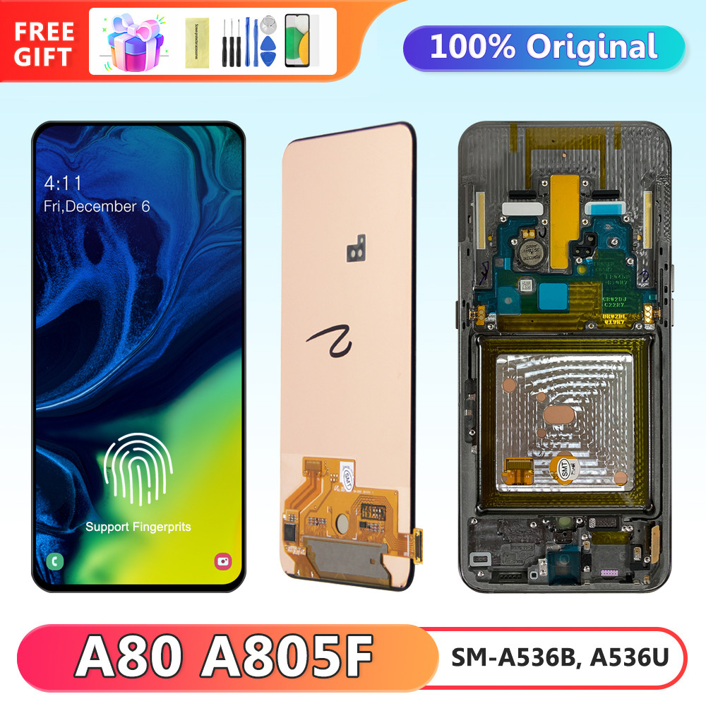 6.7'' Super AMOLED A80 Display, for Samsung Galaxy A80 A805 A805F A8050 Lcd Display Touch Screen Digitizer Assembly Replacment