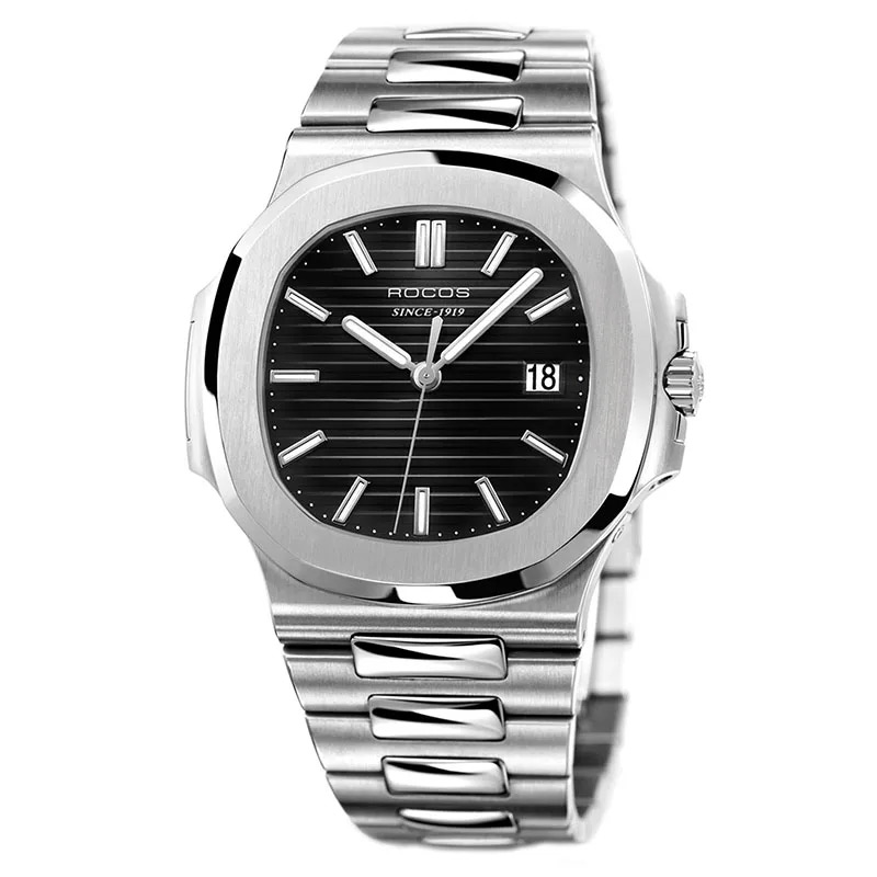 ROCOS Men's Automatic Mechanical Watches Nautilus Waterproof Steel Strip WristWatch Luxury Casual Elegant Sports Watch R0139