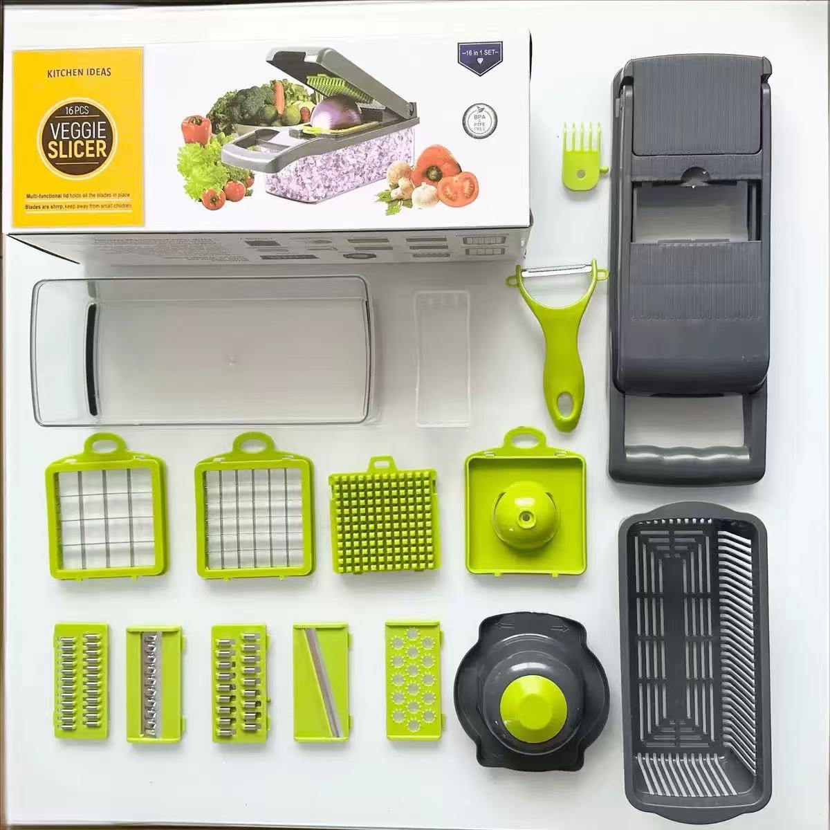 Multifunctional Vegetable Slicer with 9 Blades - Kitchen Dicer & Shredder