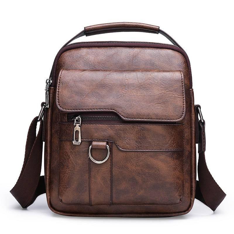 Jeep Suluu Men's Brown Leather Crossbody Bag