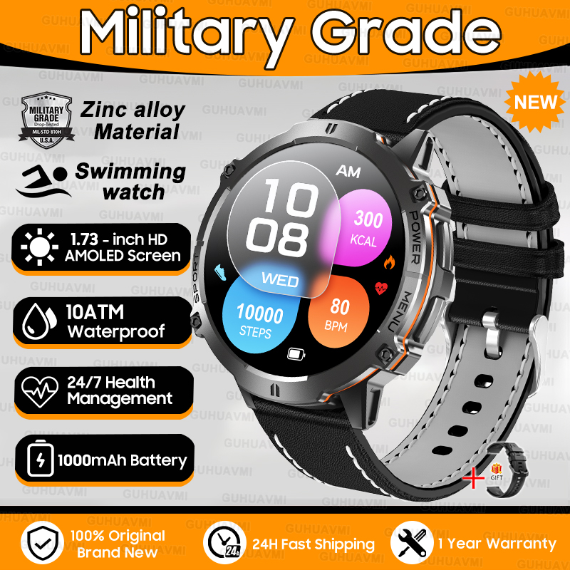 2025 New T-Rex3 1000mAh Battery Sports SmartWatch 1.73" AMOLED Screen 10ATM Waterproof Compass Altimeter Military Smartwatch Men