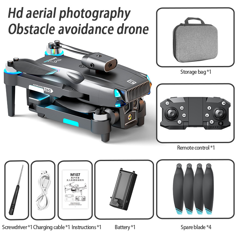 Upgraded M107 Drone Quadcopter: Dual HD Cam, Live Feed, Brushless Motors, Smart Avoidance & Optical Flow RC Toy