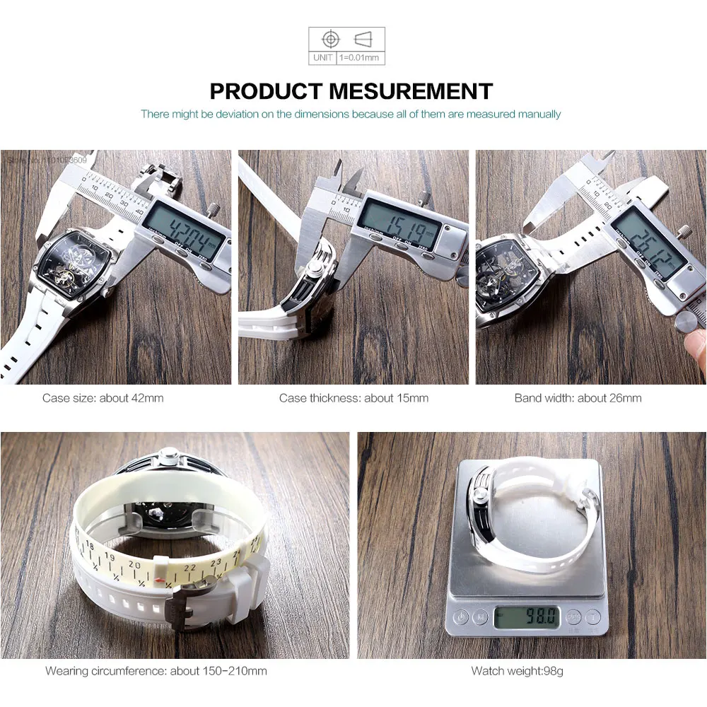 MEGIR Men's Automatic Mechanical Watch with Stainless Steel Case Silicone Band Skeleton Dial Waterproof Sport Wristwatch