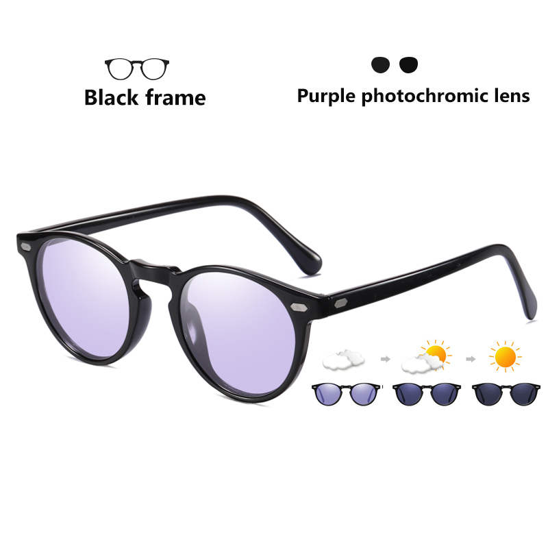 CoolPandas Unisex Photochromic Sunglasses Polarized Men Women Driving Glasses TR90 Small Round Lens Anti-Glare lunette de soleil
