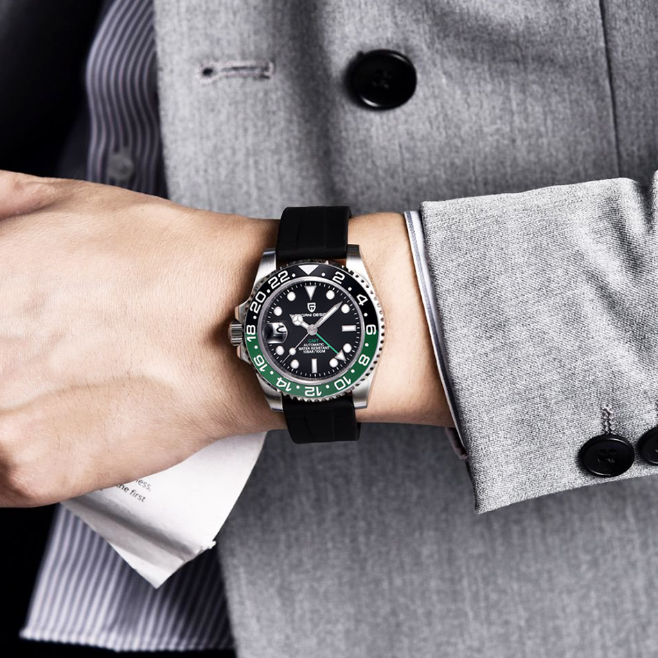 PAGANI DESIGN 40mm GMT Men's Mechanical Watches 100M Waterproof Top Brand Sapphire Glass Stainless Steel Business Men's Watch