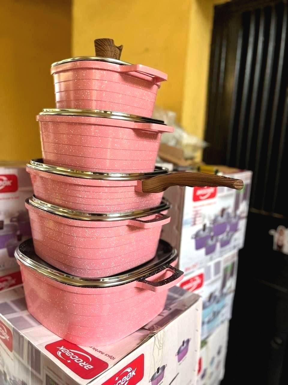 Pink Speckled Non-Stick Cookware Set - 5-Piece