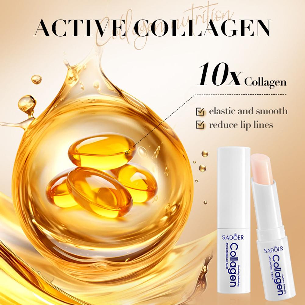 SADOER Collagen Lip Balm Moisturizing Anti Cracking Brightening Repair Nourishing Hydrating Lipstick Lips Skin Care Products