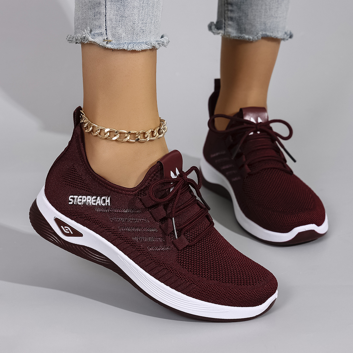 Spring and Autumn New Women's Casual Lace up Comfortable, Breathable, Lightweight and Wear-Resistant Sports Shoes
