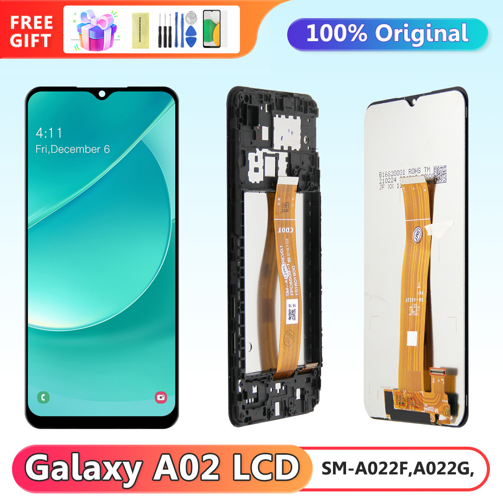 6.5'' A02 Display Screen, for Samsung Galaxy A02 A022 A022F A022M Lcd Display Touch Screen Digitizer Replacement with Frame