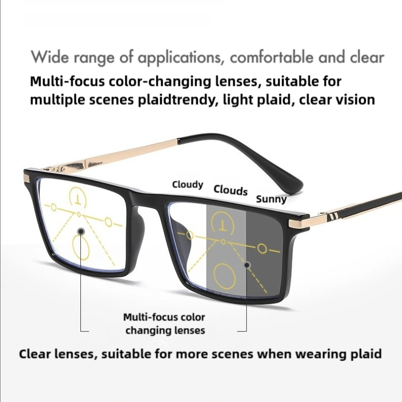 Progressive Multifocal Color Changing Presbyopia Eyewear for Men Women High-definition Photochromic Reading Glasses +1.5 +2.5