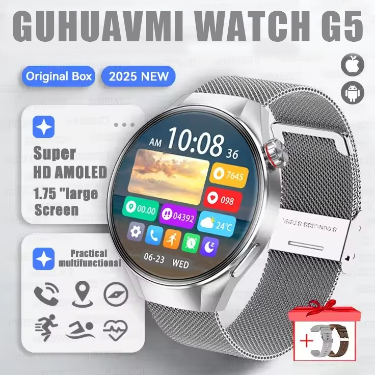 2025 New Originl Watch G5 PlUS Smart Watch 1.75" HD AMOLED Screen GPS track Heart Rate Bluetooth Call Compass Smartwatch for Men