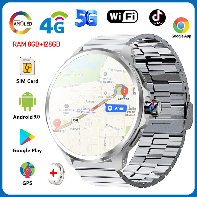 5G/4G Full Netcom 8GB+128GB RAM Smart Watch 1.95 inch 720*720 AMOLED 2100mah Battery 900W Camera GPS WIFI Google APPS Smartwatch