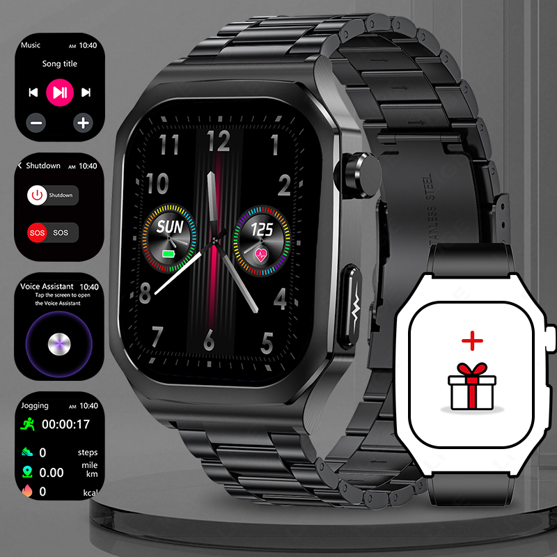 LIGE Smart Watch Men ECG 2.04inch AMOLED Heart Rate Blood Uric Acid Women's Health Monitoring Waterproof Fitness Smartwatch 2025