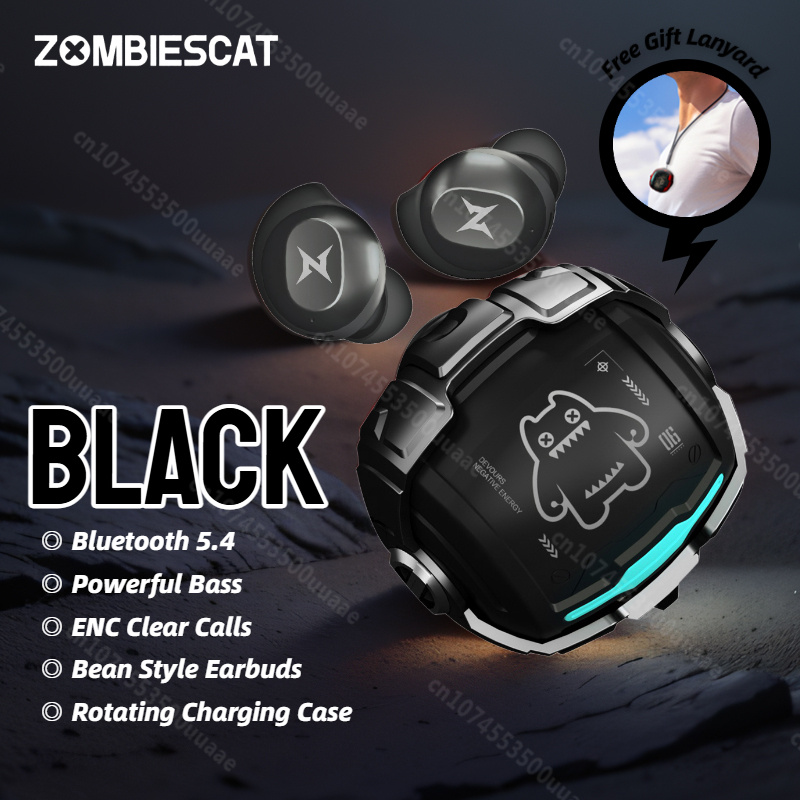 Zombiescat B12 TWS Wireless Earbuds Invisible in-Ear Bluetooth 5.4 Earphones Rotating Flip-Top Design Bluetooth Sports Headphone