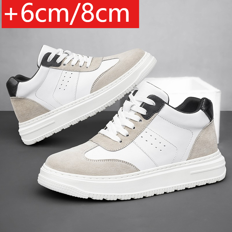 2025Mens Elevator Shoes Height Increase Invisible 6/ 8cm Sports Sneakers Elevate Taller Lift Leather Shoes