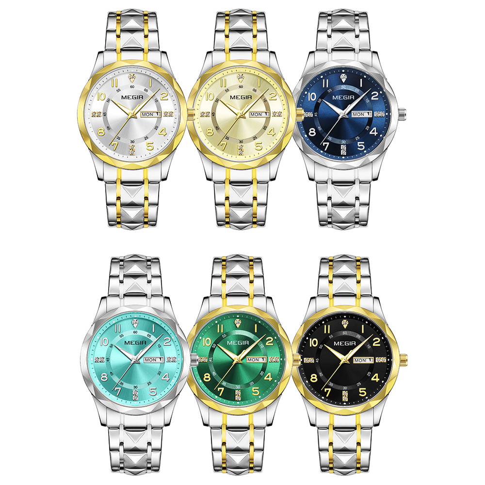 MEGIR Top Original Men Watches Waterproof Stainless Steel Date Watch Man Waterproof Quartz Luminous Wristwatch Relogio Masculino