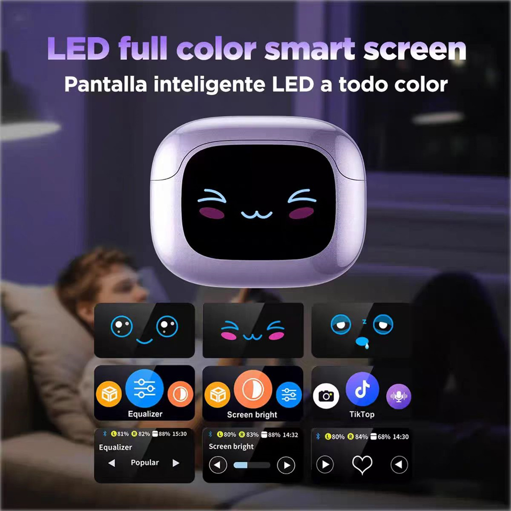 HTC NE32 Bluetooth V6.0 Ear Clip Earphones LCD Touch Screen AI Translator Earbuds Noise Reduction Wireless Sports Headphones