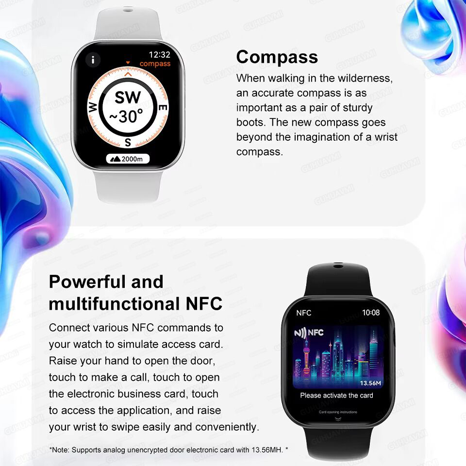 2025 New Men Smartwatch Series 10 Watch HD" AMOLED 32GB ROM Bluetooth Call Music Video GPS NFC Compass IP68 Waterproof For IOS