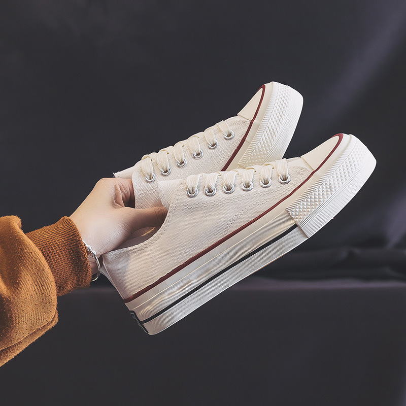 New Spring Thick-Soled Canvas Shoes Women's Versatile Casual Board Shoes Girls Students Cloth Shoes Vulcanized Women's Shoes