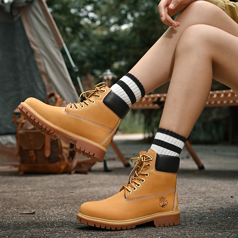 Boots Men High Top Boots High Quality Women Leather Shoes Fashion Outdoor Sneakers Men Lace Up Non-Slip Ankle Boots for Couple