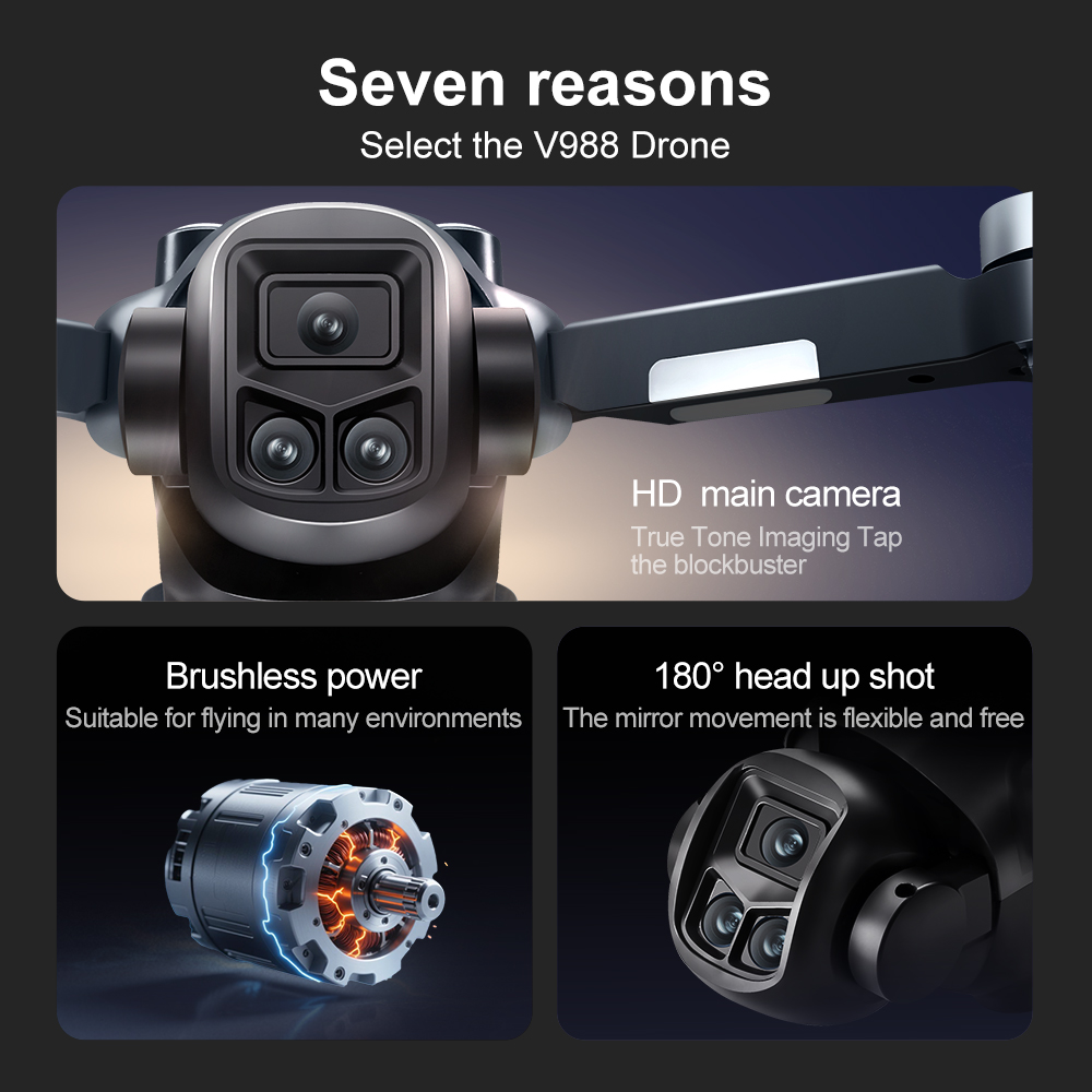 xiaomi V988 Drone 4K Professional 8K HD Dual Camera Remote control with large screen FPV Quadcopter 5G WIFI Foldable dron Mijia